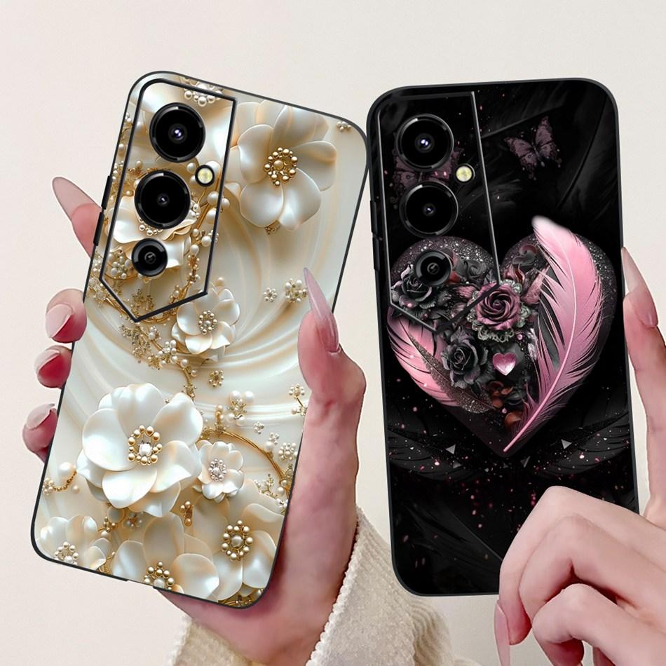 Für Tecno Pova 4 Pro Pova4 Elegantes Blumiges Katzen Handyhülle Für Tecno Pova 4 4Pro LG8n LG7n Klare TPU Silikon Weiche Hüllen Stoßfänger