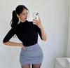 Women's Korean Slim-Fit Five-Sleeve T-Shirt – New Spring Arrival, Medium-Neck, Tight-Fit Base Layer Top
