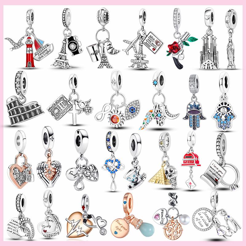 

Новый Стерлингового Серебра 925 Замок Железная Башня Здание Очарование Маяк Подвески Бусина Для Оригинальных Браслетов Ювелирных Изделий