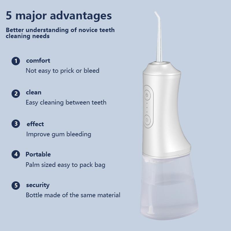 Portable Oral Irrigator Water Flosse for Teeth 3 Cleaning Modes Dental Oral Irrigator 300ML Large Water Tank for Traveling