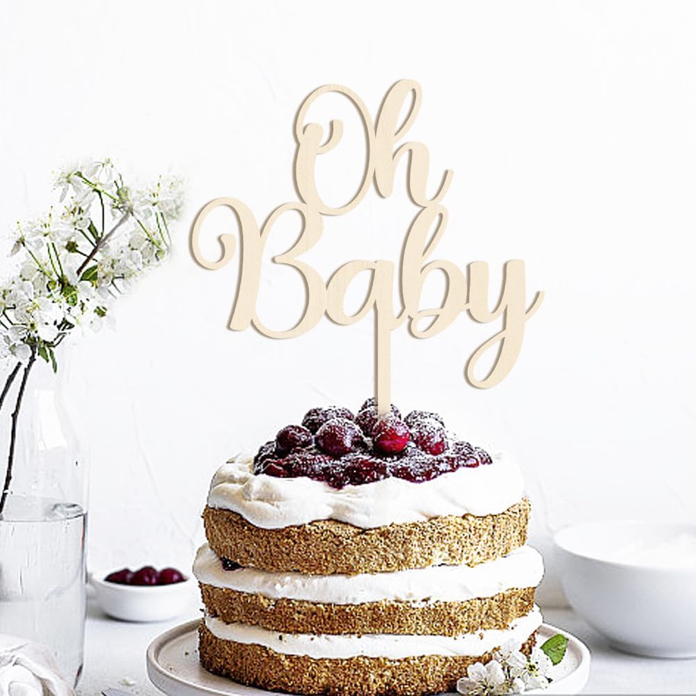 Oh Baby Cake Topper Wooden Baby Shower Cake Topper,For Rustic Theme Gender Reveal Party/baby Booth Props Party Photo Decorations