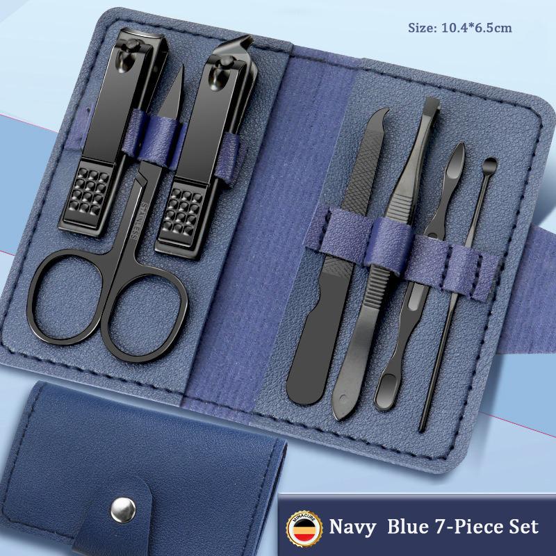 Professional Manicure Tool Seven-Piece Set Pink Stainless Steel Curved Blade Nail Clippers Trimmer with Wide Jaw Opening