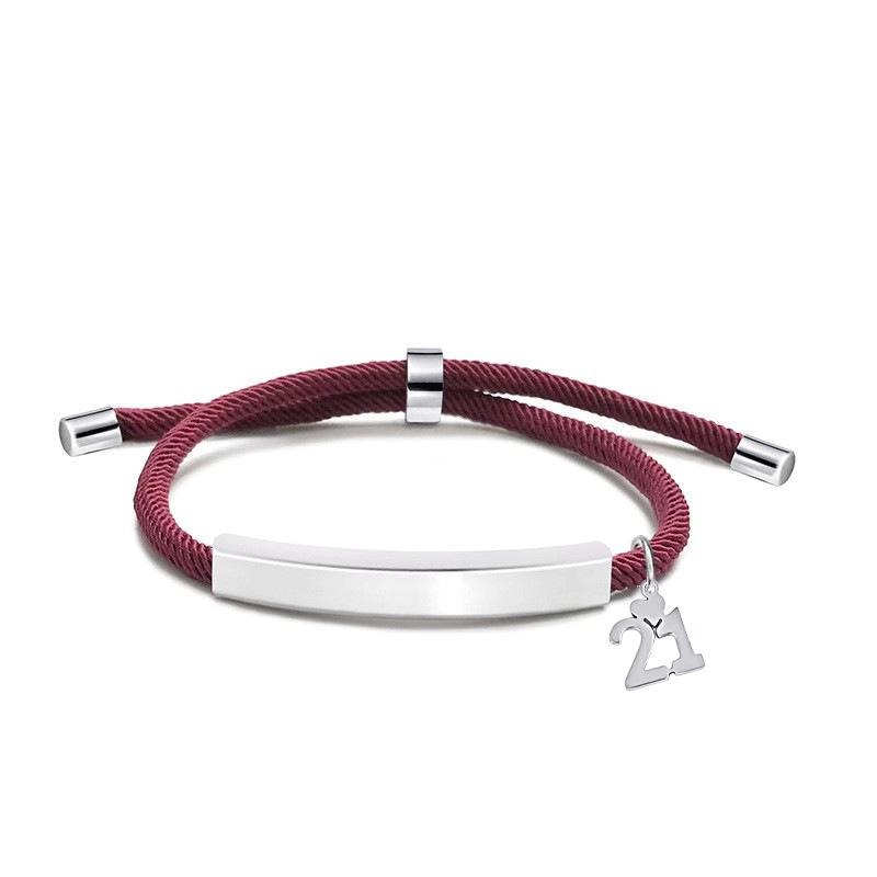 Multi-color Engravable Stainless Steel Bracelet with Number 16 Charm