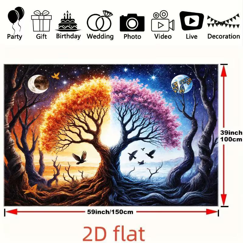 2D Tree of Life Banner, Yin Yang Forest Party & Live Background