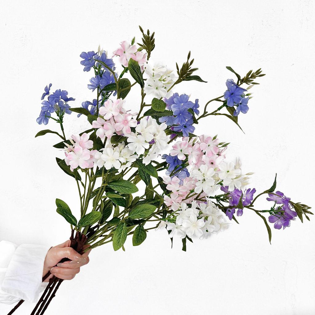 Premium Blue Snowflake Artificial Hydrangea Flowers for Living Room and Dining Table Decor, Long Stem Arrangement, Photo Props