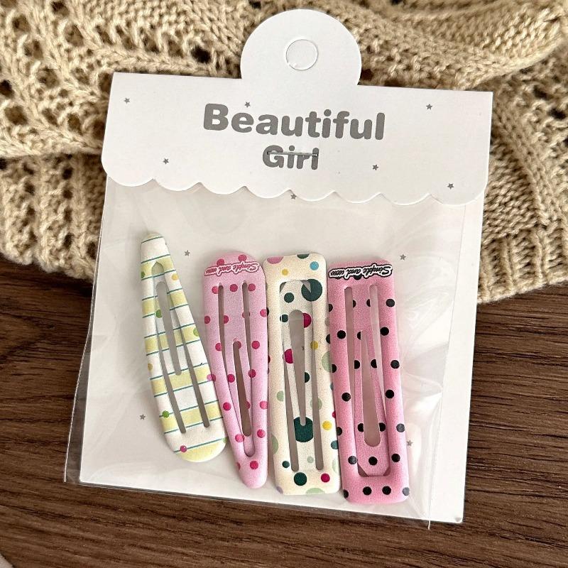 4 PCS Candy Cream Color Children's Water Drop Square Hair Clips Baby Bangs Clips Hairpins Girls' Hair Accessories Clips