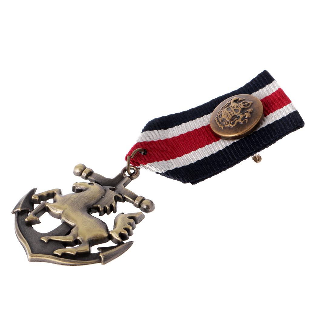 2 stykker unisex vintage marine stil dress medalje brosje jakkeslag Pin punk smykker