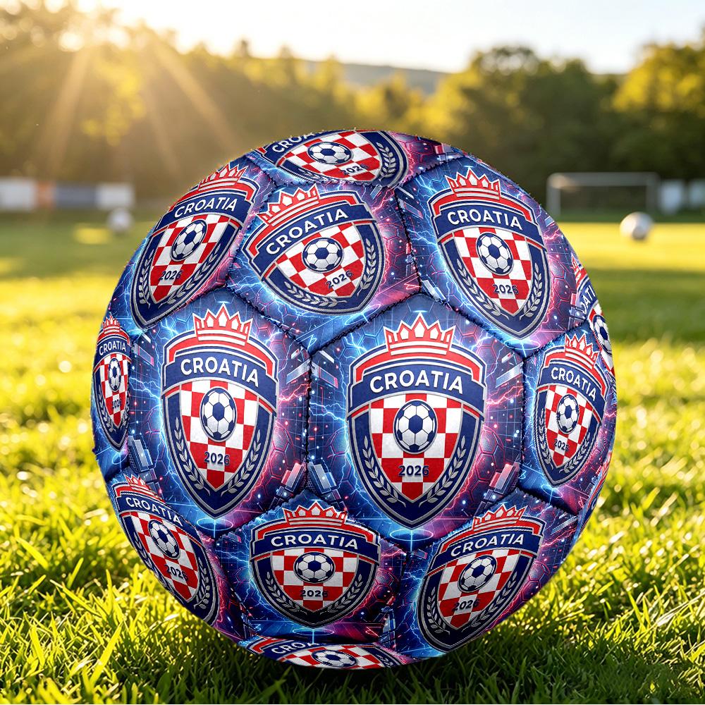 Croatia Football Printed Size 5 Soccer Ball Wear Resistant Standard Adult Training Football Fan Gift for Indoor Outdoor Match Sports