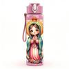 1PC Girl With Rose Wreath Portrait 750ml Color Plastic Sports Water Bottle Leakproof Flip Straw Lid Suitable for Sports Office Home Use