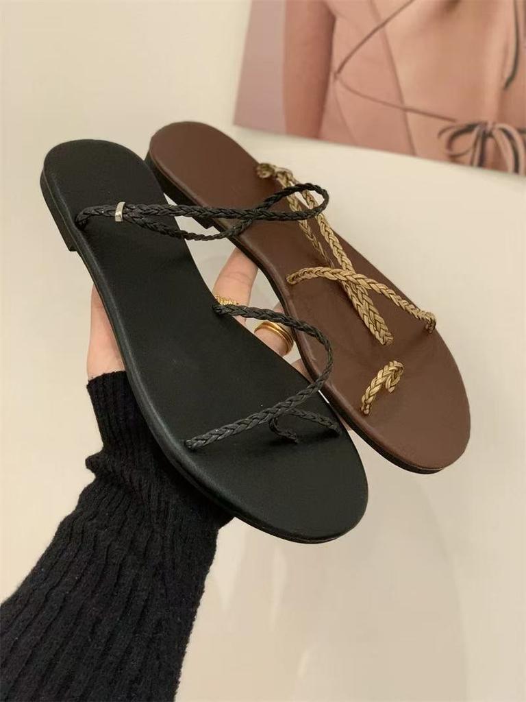 2025 spring and autumn new fashion versatile round head winding belt fashion women's sandals women