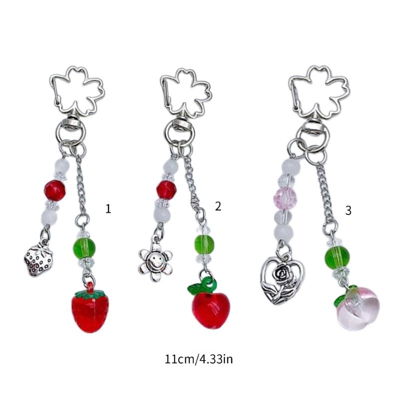 Y2K Strawberry Fruit Peach Pendant Phone Strap Portable Lanyard for Girls Women