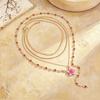 Sexy Layered Y Drop Lariat Necklace for Women Gold Color White Enamel Flower Faux Pearl Beaded Date Night Evening Jewelry