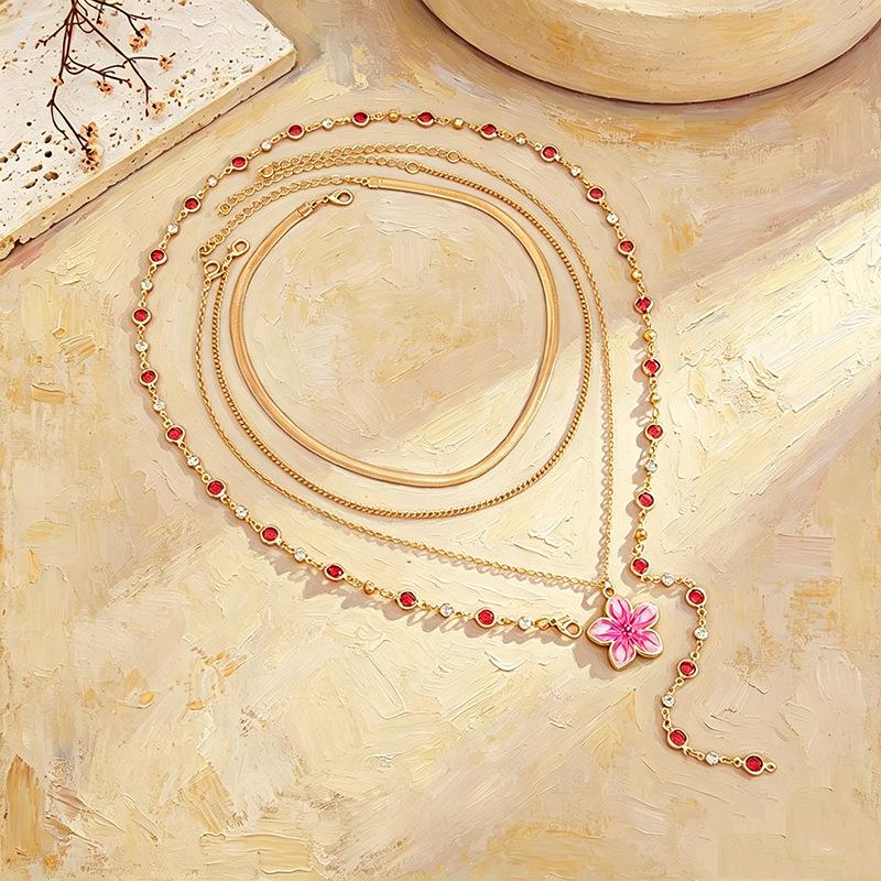 Sexy Layered Y Drop Lariat Necklace for Women Gold Color White Enamel Flower Faux Pearl Beaded Date Night Evening Jewelry