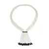 Salircon New Boho Multilayer Rice Beaded Necklace Women Exquisite Charm Long Crystal Chain Necklace Tassel Sweater Chain Jewelry