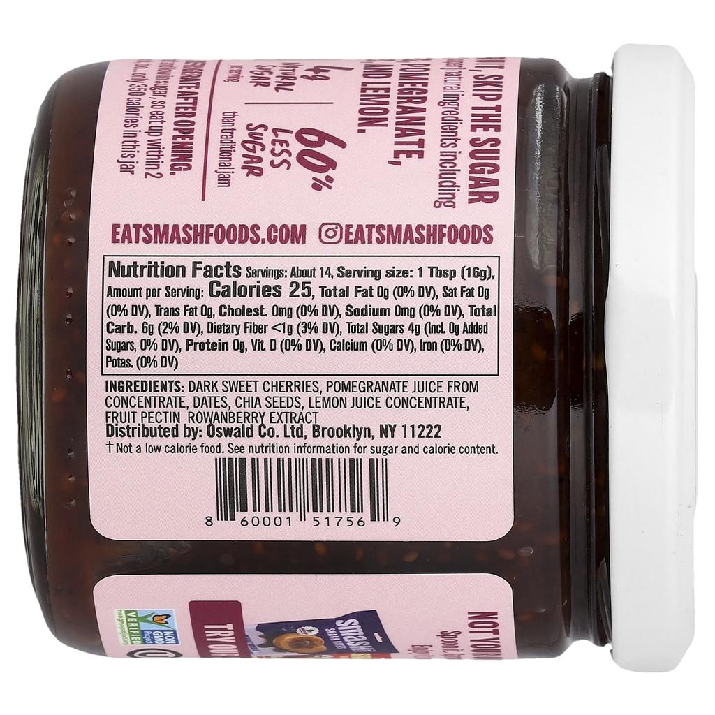 Smash Foods, Superfood Fruit Spread, Cherry Pomegranate, 8 oz (227 g)