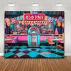 Retro 1950s Restaurant-style Socks Dancing Party Backdrop - Classic Retro Photography Backdrop, Made of Polyester Material