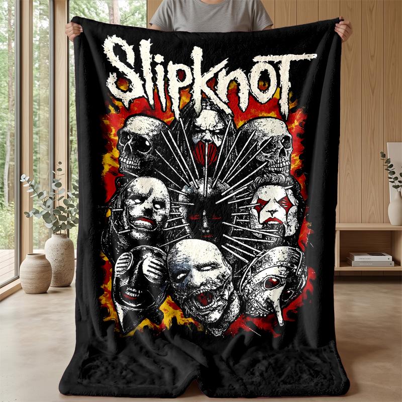 Coperta in Flanella Stampata Slipknot Calda Accogliente Delicata sulla Pelle Plaid per Divano Letto Uso Quotidiano Interno