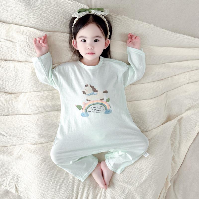 Tagless Pure Cotton Long-Sleeved Infant Pajamas, Breathable Close-Fitting Bodysuit, Newborn Spring/Summer Crawling Outfit