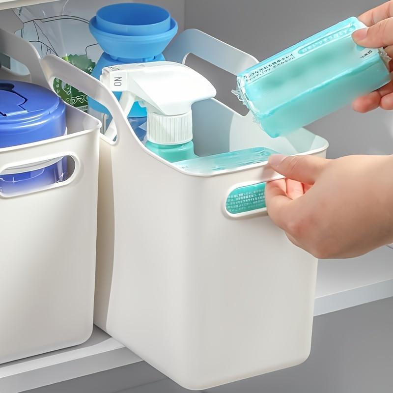 Large Soft PP Portable Storage Basket, Transparent Multifunctional Desktop and Bathroom Organizer for Household Cabinets, Sundries