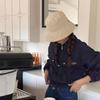 Wide Brim Bow Bucket Hat Solid Color Summer Sun Hat Simple Sunscreen Fisherman Hat  Camping