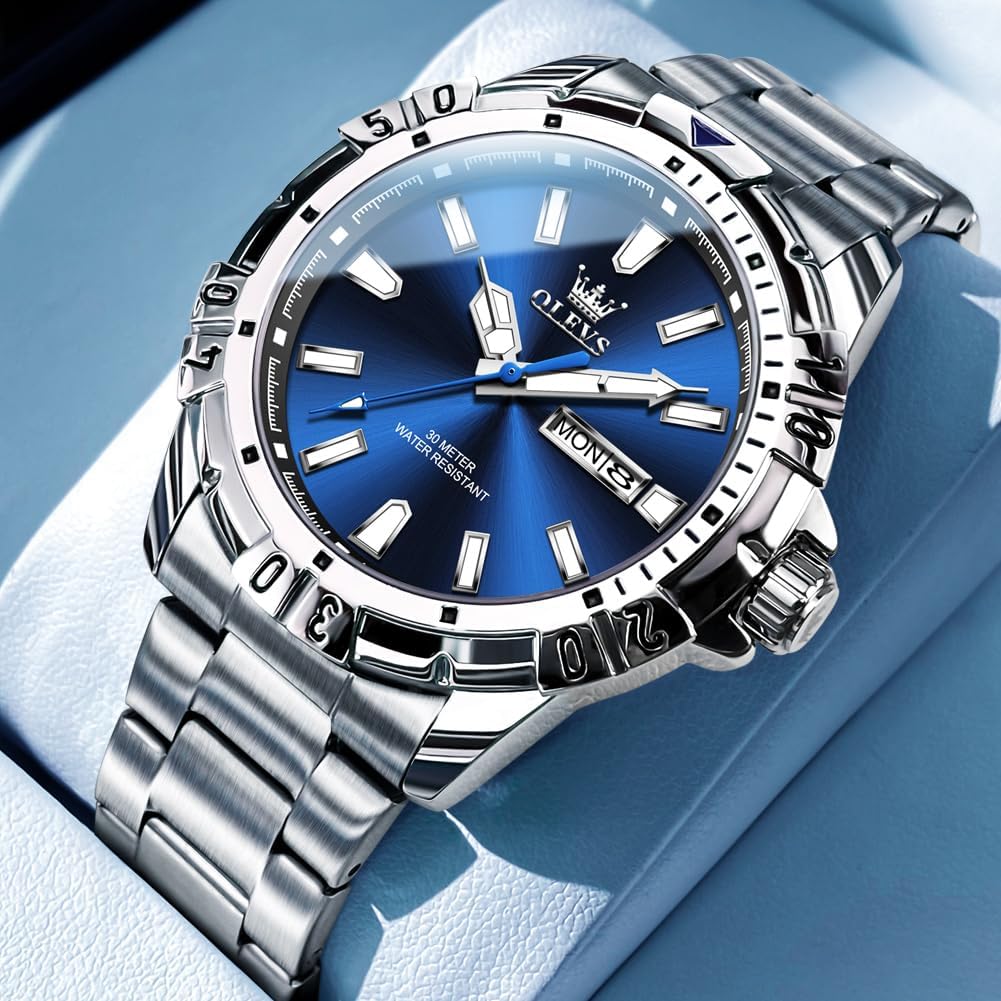 OLEVS Quartz Popular Watch Stylish Cool Multifunctional Watch Stainless Steel Waterproof Luminous Date Watch Analog Fashion Student Company watch for