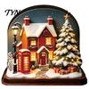 Festive Home Decor Christmas Glowing House Ornament, LED Wooden Tabletop for Hanging Decorations Holiday Village Display, Light Up Party Supplies