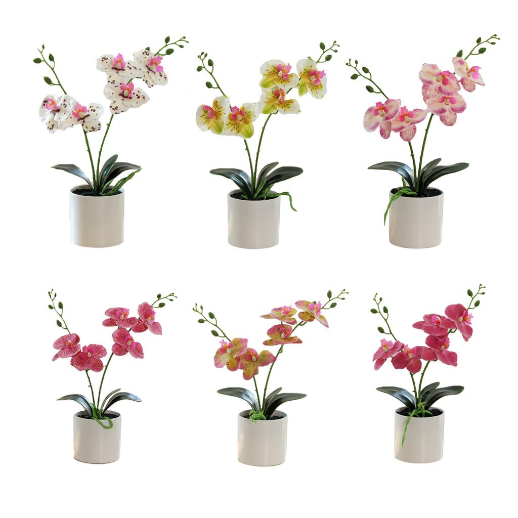 White Artificial Potted Flower Realistic Plastic Artificial Flowers Fake Plant for Bathroom Bedroom Living Room