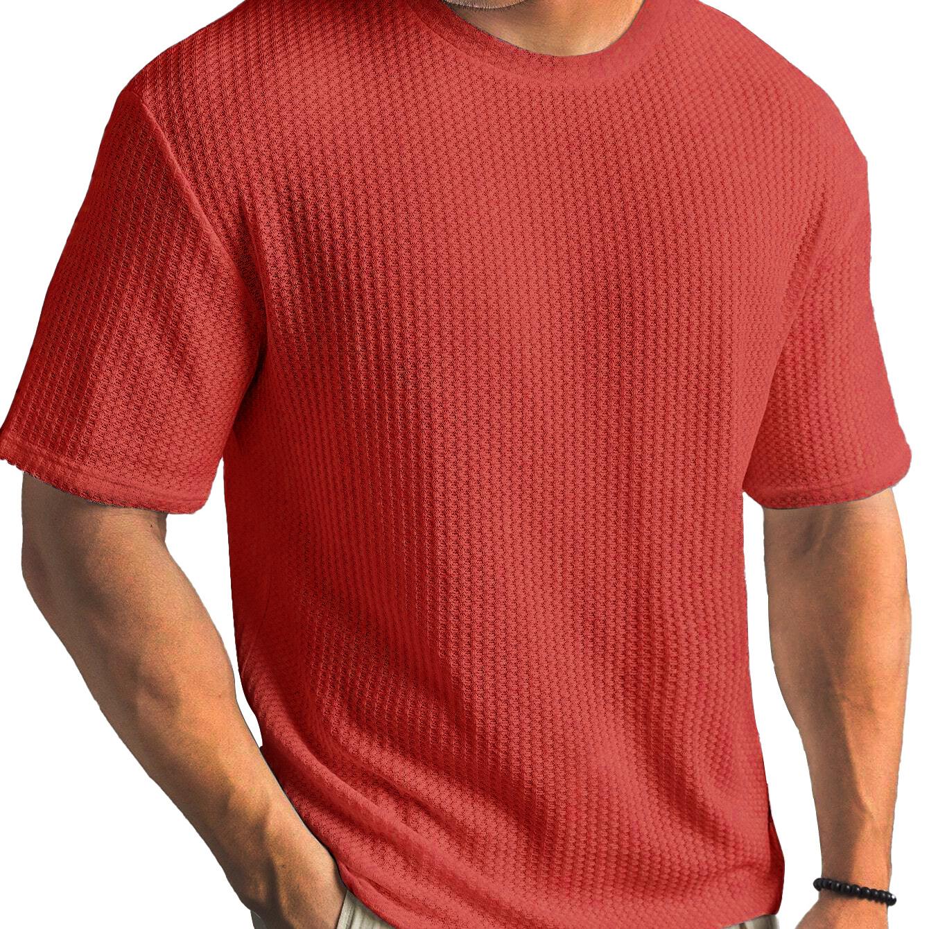 VIYOO Nieuw Zomers T-shirt voor Heren, Korte Mouwen, Casual, Veelzijdig en Stijlvol 3XL rood