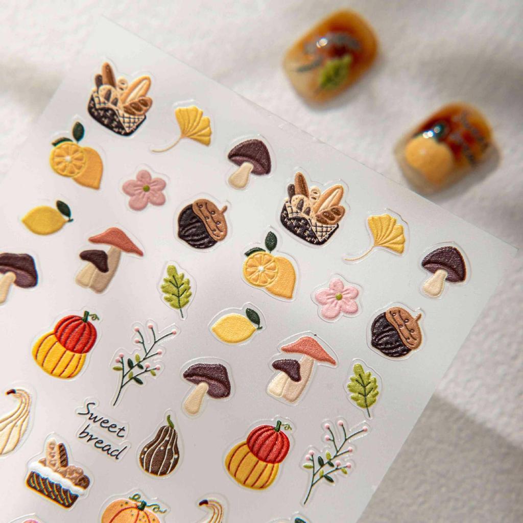 Herbstwald Pilz & Eichhörnchen Nagelkunst Aufkleber - DIY Selbstklebend Pastoraler Stil