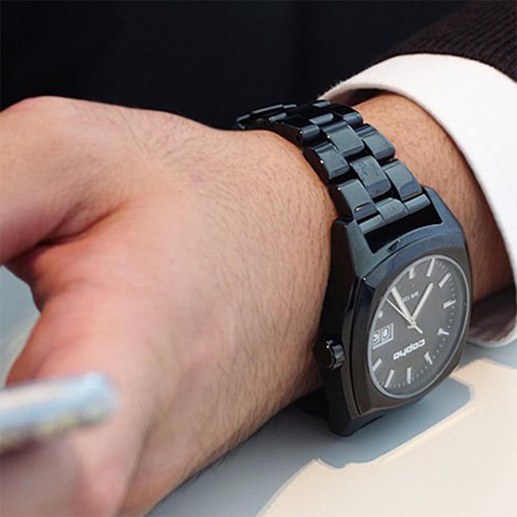 COPHA XL Square Design Limited Italian Retro Dress Simple and Date Highly Readable Analog Quartz All with Black Strap Men's Watch, Edition, Watch,