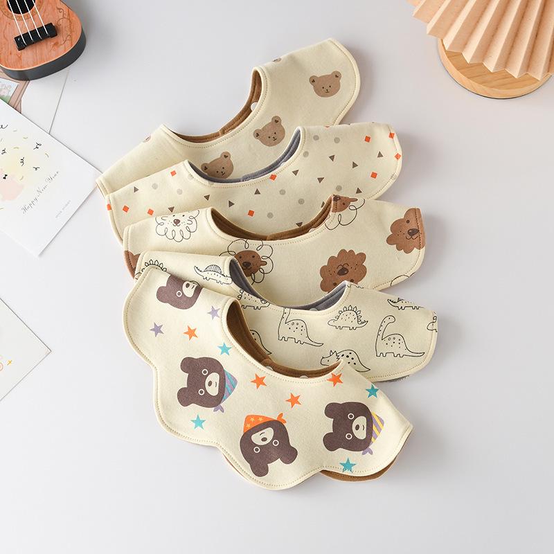 Korean Style A-Type Pure Cotton Double-Sided Baby Bib for 0-2 Years