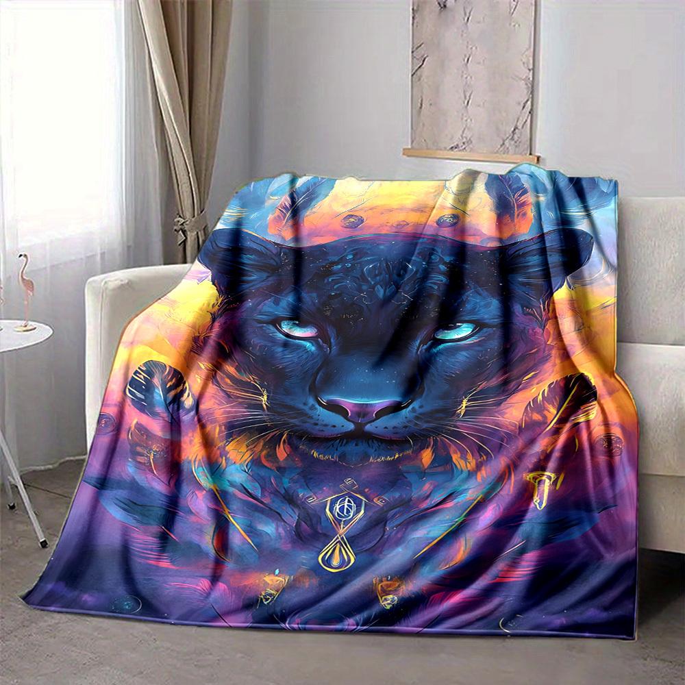 1pc Panther Spirit Blanket - Lightweight Flannel Fleece with Digital Printing, Soft Warm for Sofa, Travel, Camping, Office yy251018337