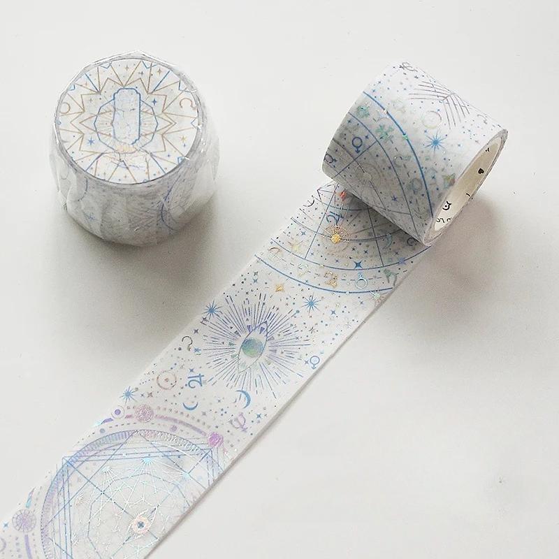 Fantasy Astrolabe Stars Moon Planet Laser Hot Silver Decorative Masking Washi Tape Adhesive Tape DIY Scrapbooking Sticker Label