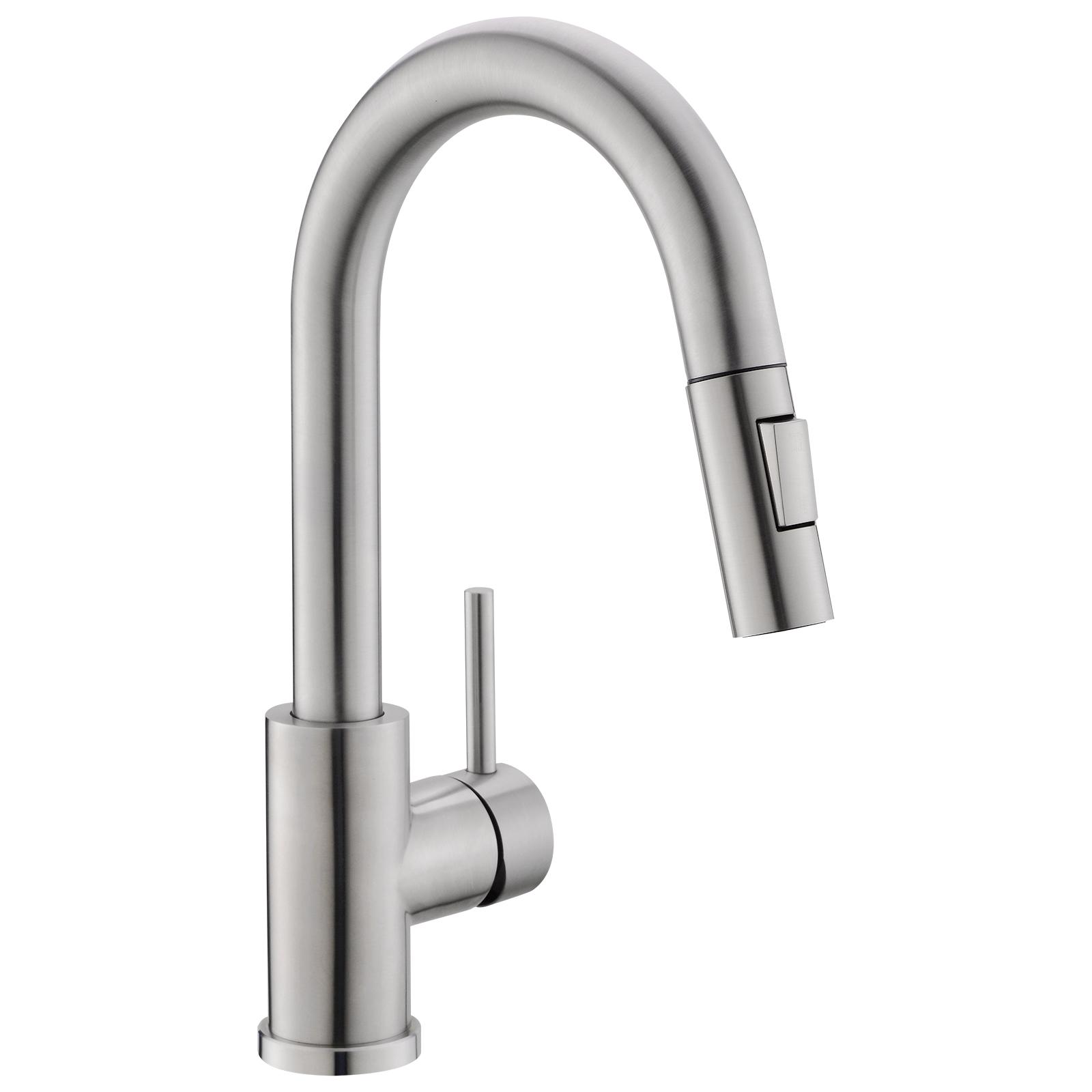 Modern Classic Style Single Handle Pull Kitchen Faucet Stainless Steel Brushed Nickel Single Hole Hot Cold Water Sprayer Ceramic (Black,Stainless Steel) чёрный
