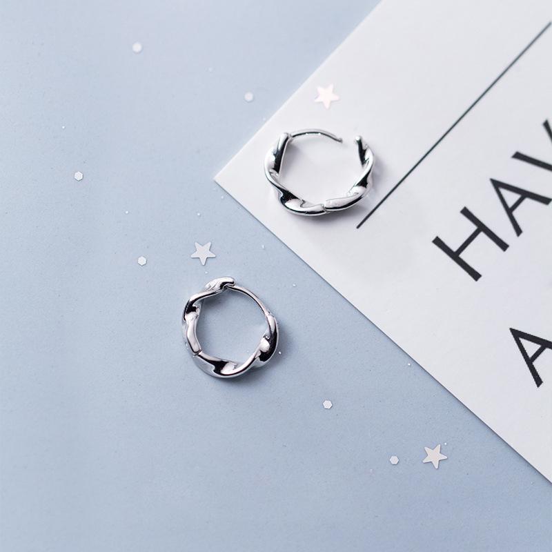 

925 Silver Hoop Earrings Twine Twisted Love Knot Earrings Tinny for Women Gold Color Girl Gift Jewelry срібний