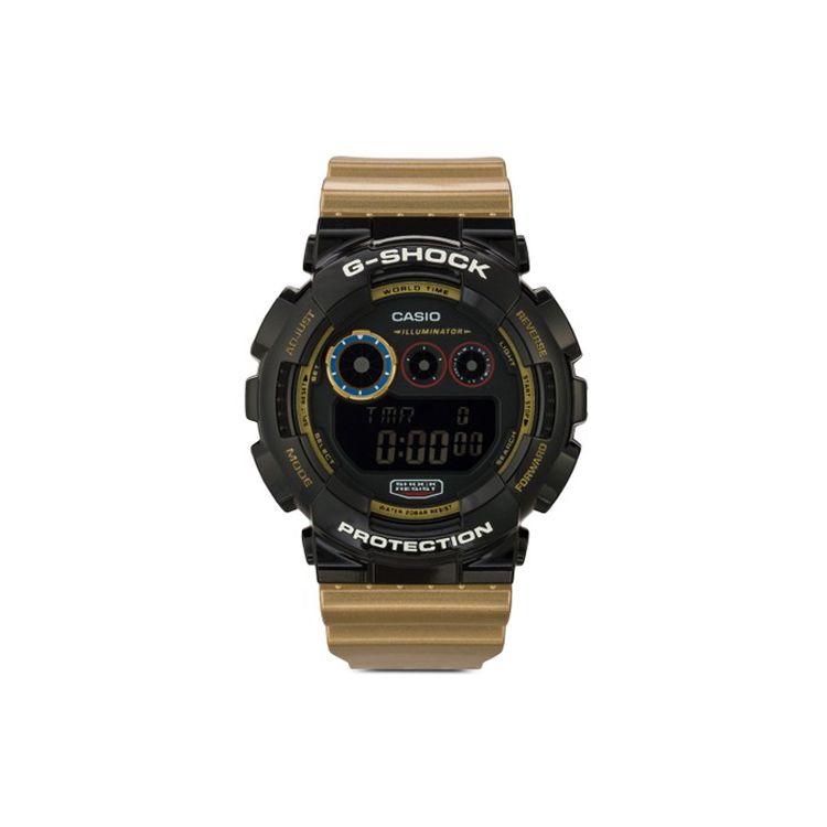 Casio Digital Series Three Eye Trendy Outdoor LCD Display Reverse Sports Shock Resistant Waterproof Watch Quartz Movement Men watches Black GD-120CS-1 Black Gold