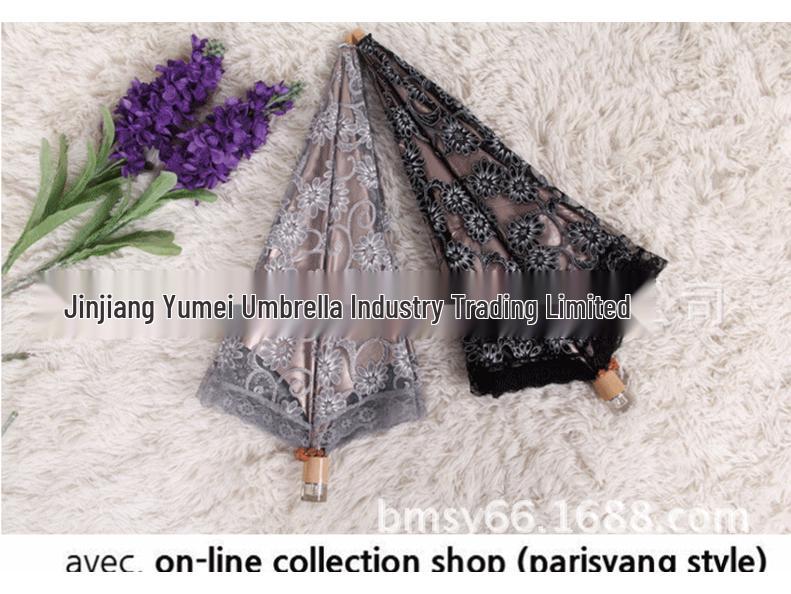 Aurora H3206 Dentelle Noir Parapluie Pare-Soleil UV Pliable