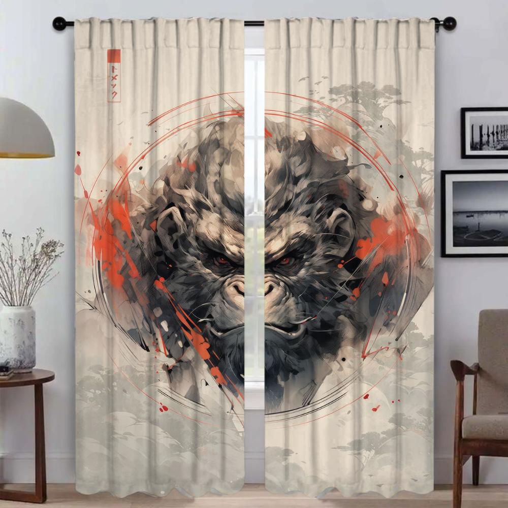 Home Interior Curtains for Camera Japanese Animals Modern Living Room Curtains 2 Pieces Partition Blackout Curtain Shades Child