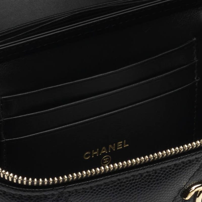 Chanel Calfskin Makeup Bag Handbag Women's Black AP4933-B22105-94305