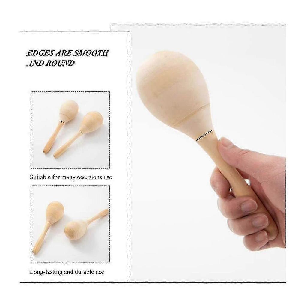 10pcs Maracas Hand Percussion Rattles Diy Wood Maracas With Crisp Blow Sound For Music Party Favors - Ri