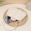 Geantă de mână cu floare de trandafir 3D și perle, cu curea lanț, pentru purtare crossbody sau pe umăr, pentru navetă zilnică și uz casual
