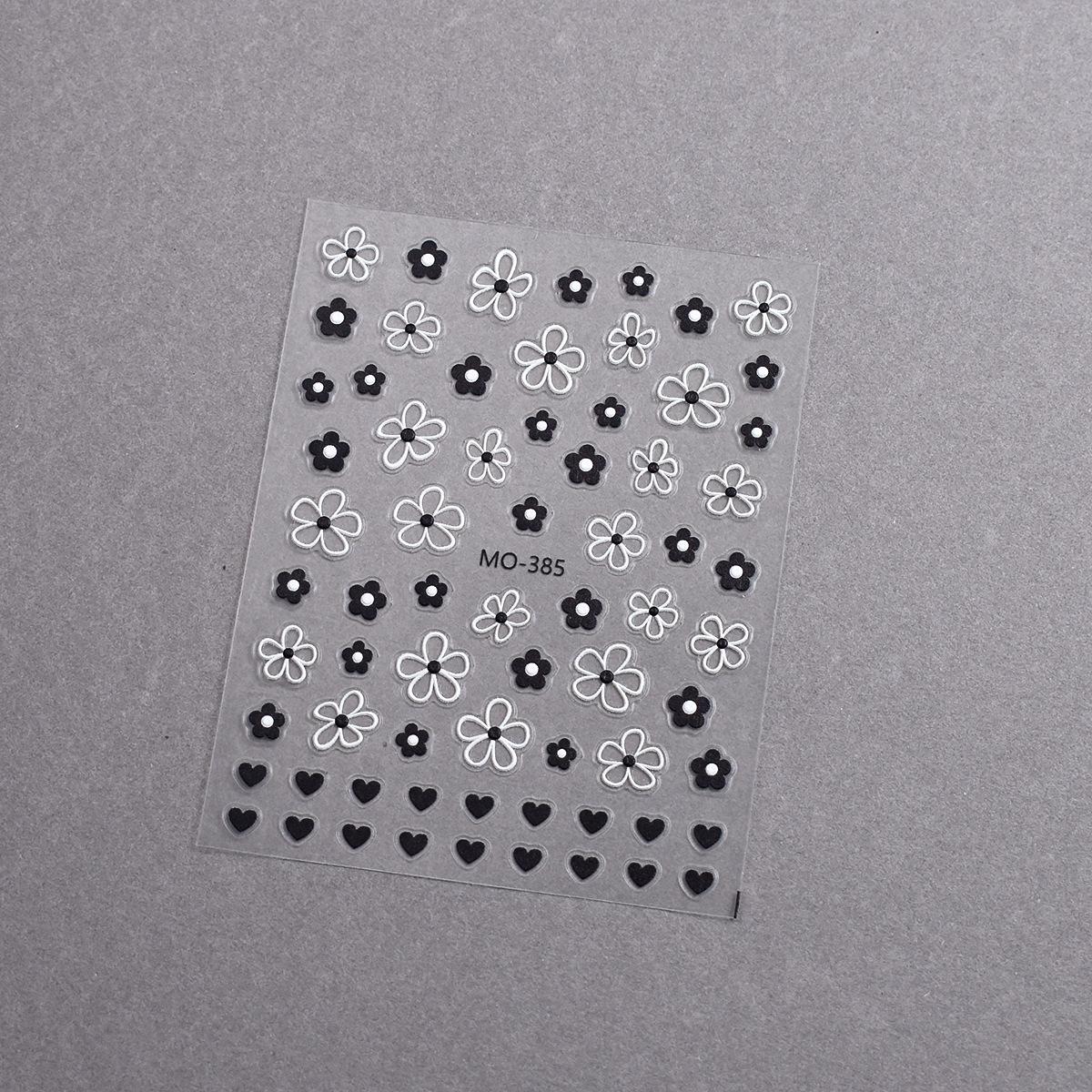 

Black & White 3D Floral Nail Stickers with Adhesive Backing