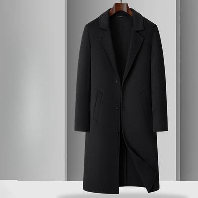 Gabardina Larga de Lana para Hombre de Botonadura Única para Otoño e Invierno, Abrigo de Negocios Casual de Gama Alta