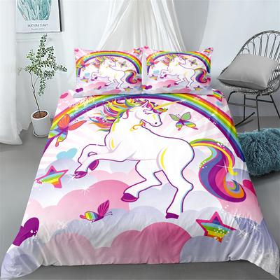 Popular Unicorn 3D Print Bedding Set Colorful Comfortable Duvet Cover Set King Queen Twin Size Birthday Gift Bedroom Decoration