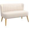 Sofa Retro Design 2-Seater Sofa, Wooden Legs, 117 Cm X 56.5 Cm X 77 Cm, Cream White
