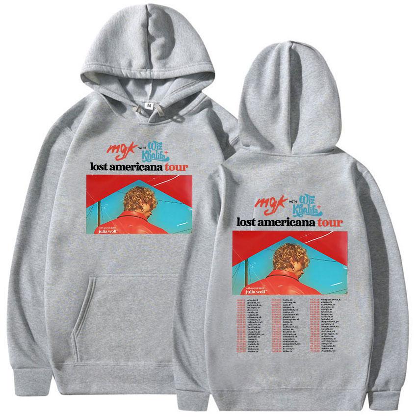 Raper Mgk Lost Americana Tour 2025 Bluza Męska Damska Retro Oversize Polarowe Bluzy z Kapturem Modne Ubrania Jesień/Zima Bluzy z Kapturem