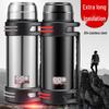 304 Stainless Steel Thermos Flask with Retractable Handle and Bowl - Large Capacity Travel Kettle for Camping