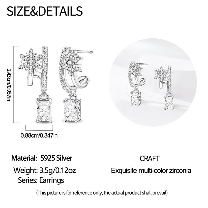 Snowflake Zircon Earrings Star Petal 925 Sterling Silver Women Zircon Ear Studs Sparkling Pave Hoop Earring Jewelry Gift
