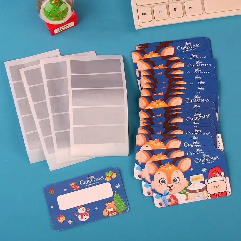 20pcs Cartoon Christmas Scratch Card Children's Christmas Handwritten Interactive Scratch Award Card Reward Lucky Scratch Decor