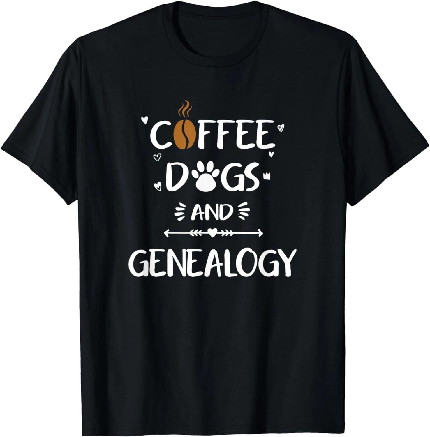 Coffee Dogs & Genealogy Family Ancestry History Gift T-Shirt XL